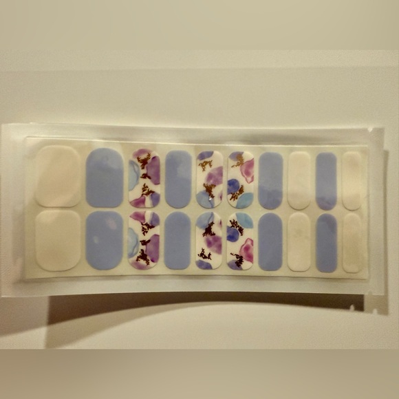 Floral Nail Wraps in Blue, White, and Purple. - Picture 2 of 2